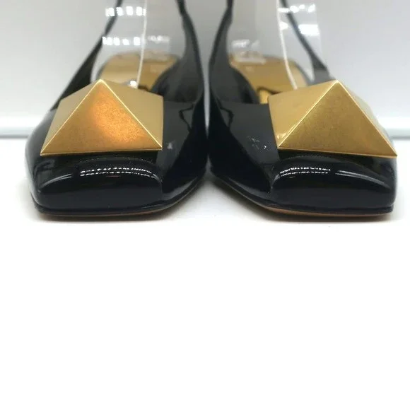 Valentino One Stud Slingback Pumps Black Patent Leather Size 36.5 NEW - Picture 4 of 10